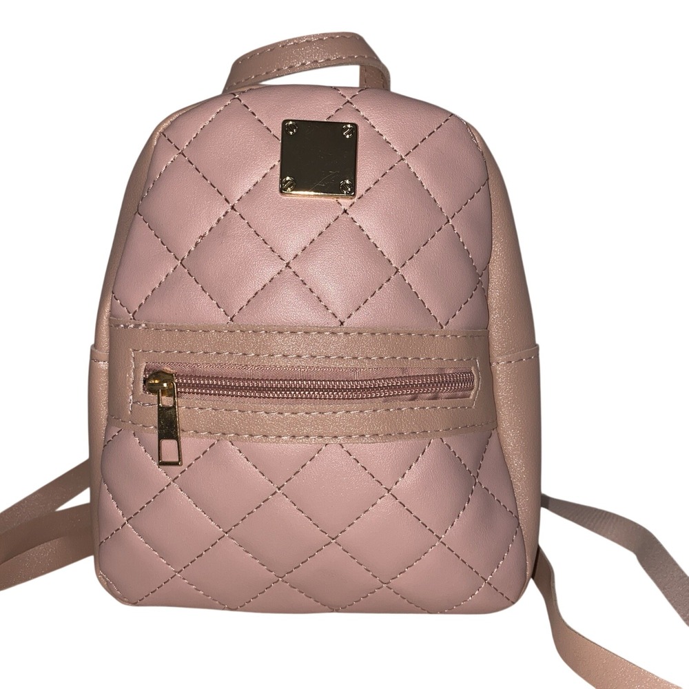 Pink Micro Backpack Quilted‎ Faux Leather Unbranded No Lining Extra Long Straps